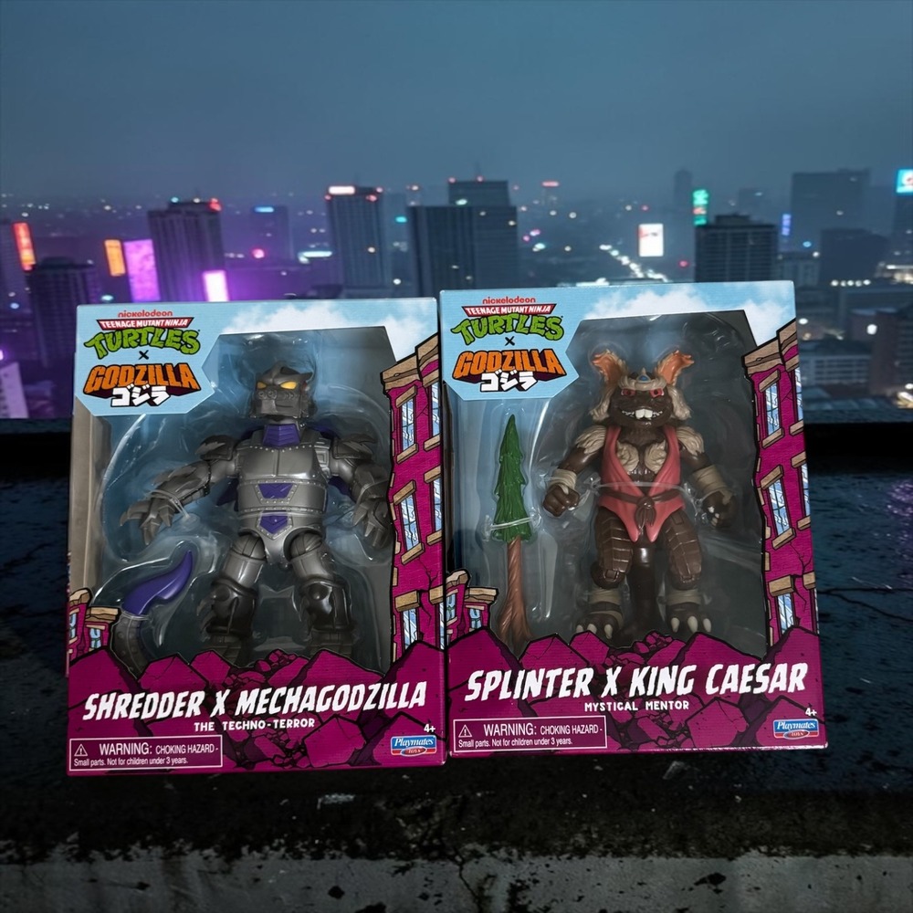 TMNT x Godzilla Shredder Mechagodzilla Splinter King Caesar Action Figure Set